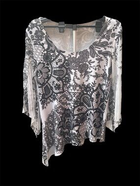Pretty Woman Black & White Print Women's 3/4 Sleeve Top, L